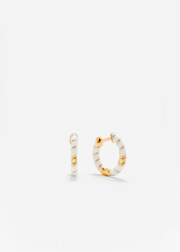 yvonne léon paire de créoles mini torsade email blanc or jaune