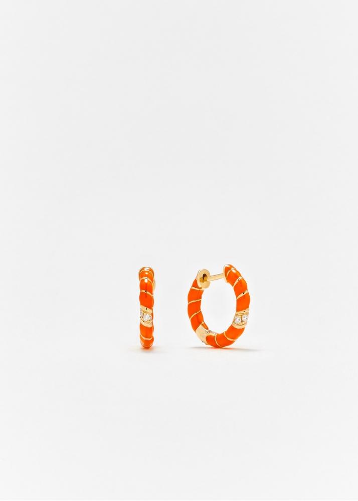 yvonne léon paire de créoles mini torsade email orange or jaune