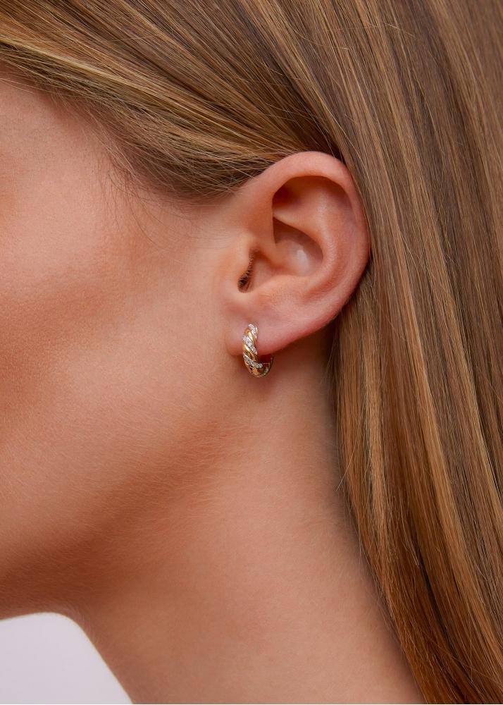 Yvonne Léon Paire De Créoles Torsade Diamants Or Jaune