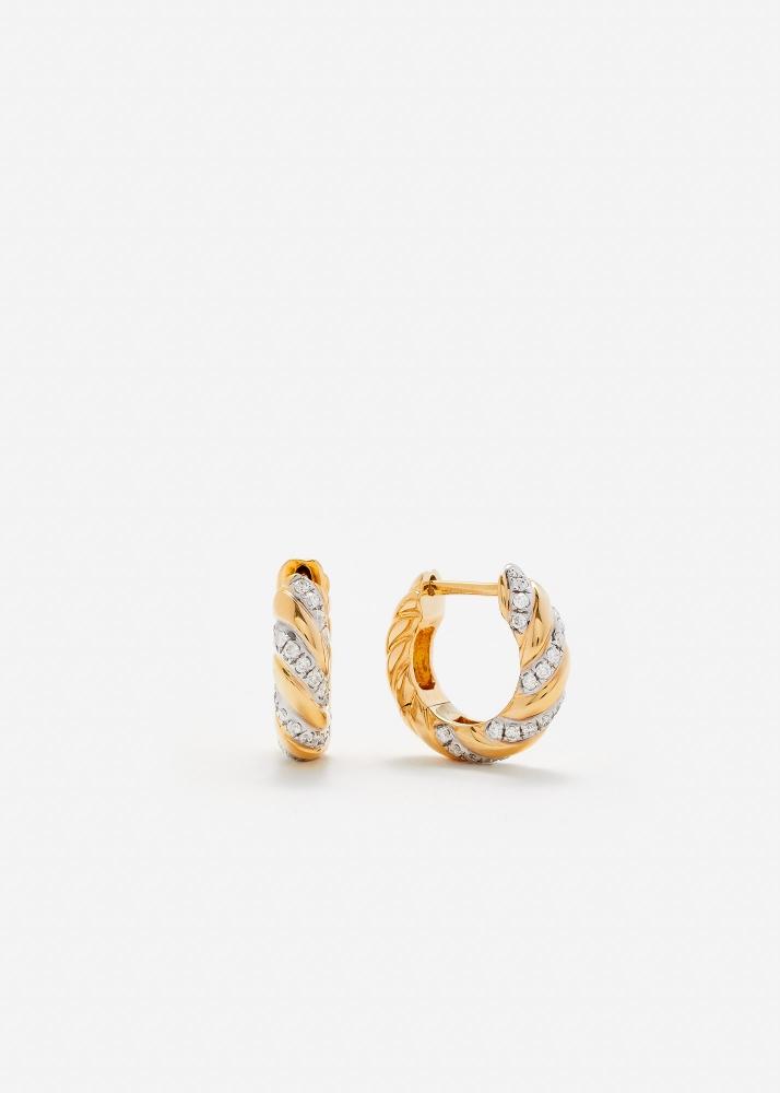 yvonne léon paire de créoles torsade diamants or jaune
