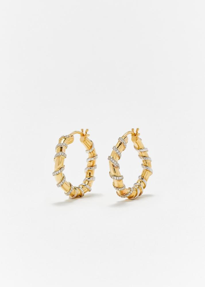 yvonne léon paire de créoles twistées gold diamants or jaune