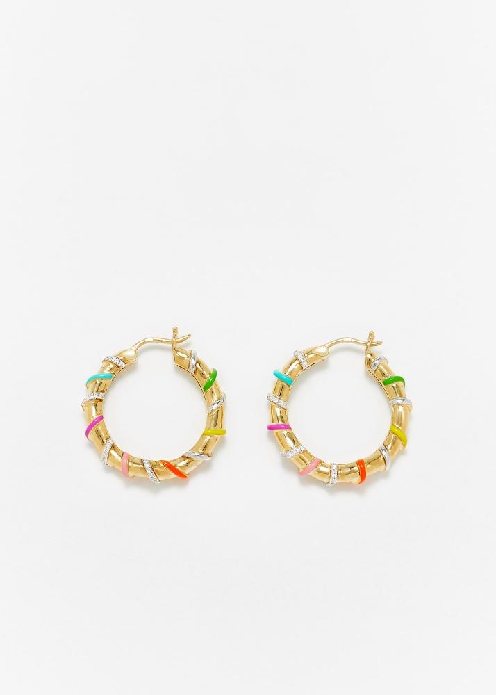 Yvonne Léon Paire De Créoles Twistées Rainbow Or Jaune