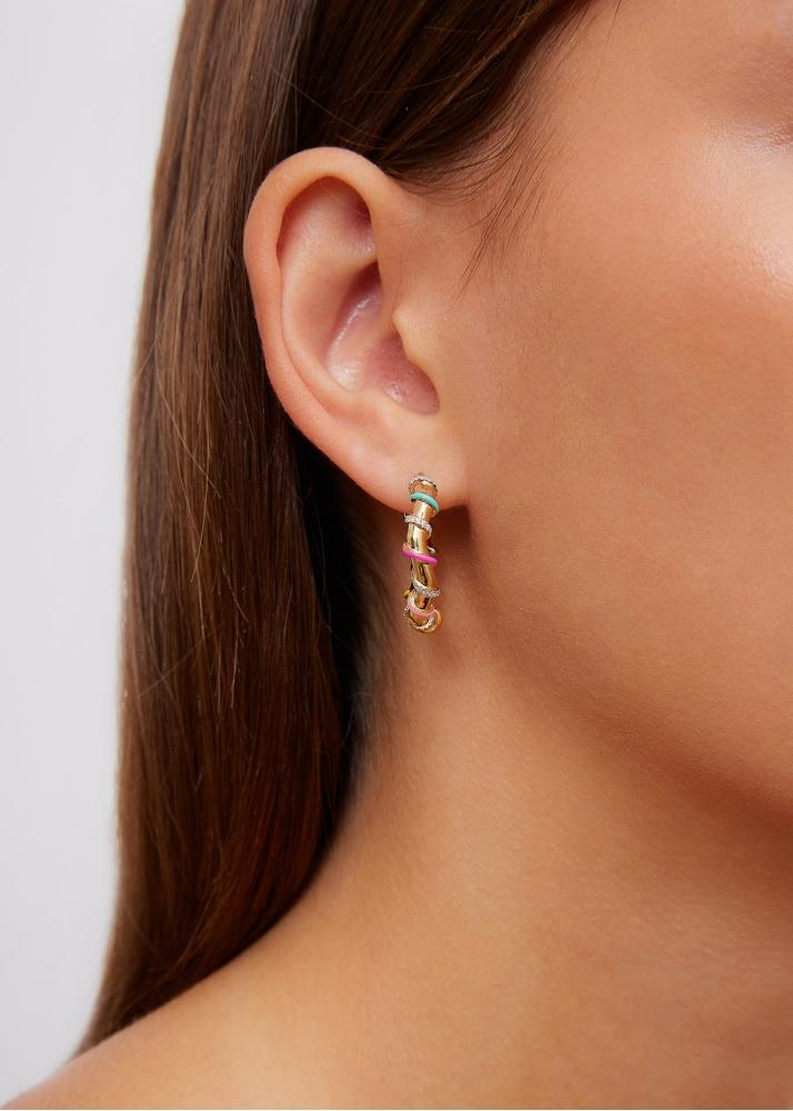 Yvonne Léon Paire De Créoles Twistées Rainbow Or Jaune