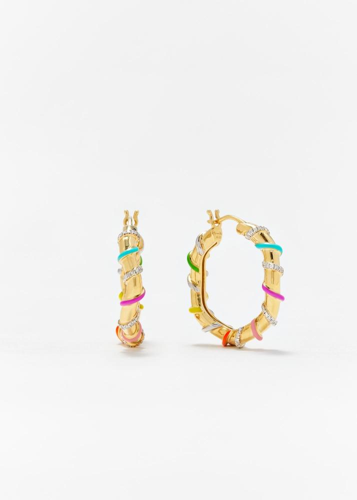 yvonne léon paire de créoles twistées rainbow or jaune