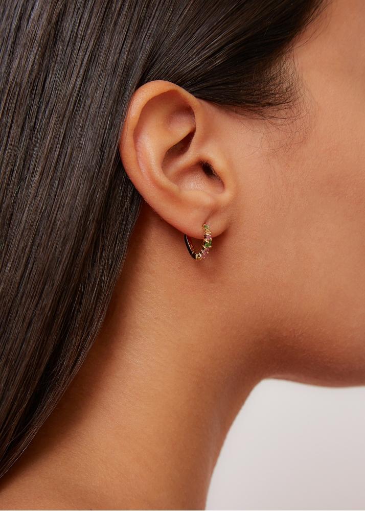 Yvonne Léon Paire De Créoles Vague Rainbow Pm Or Jaune