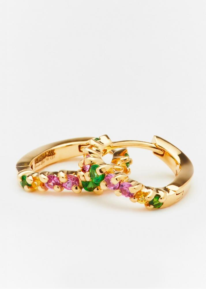 Yvonne Léon Paire De Créoles Vague Rainbow Pm Or Jaune