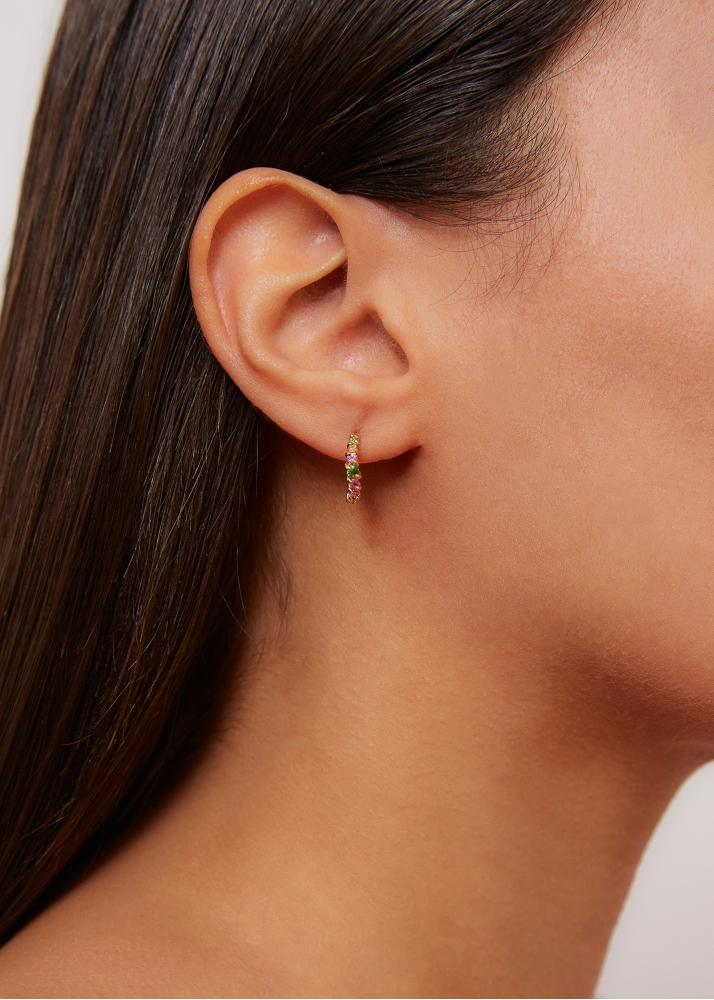 Yvonne Léon Paire De Créoles Vague Rainbow Pm Or Jaune