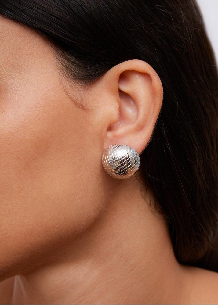 Yvonne Léon Paire De Maxi Boucles D'oreille Boule Disco Gold Or Blanc