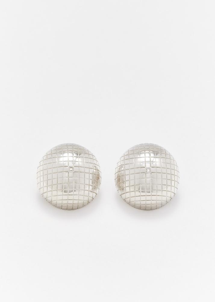 Yvonne Léon Paire De Maxi Boucles D'oreille Boule Disco Gold Or Blanc