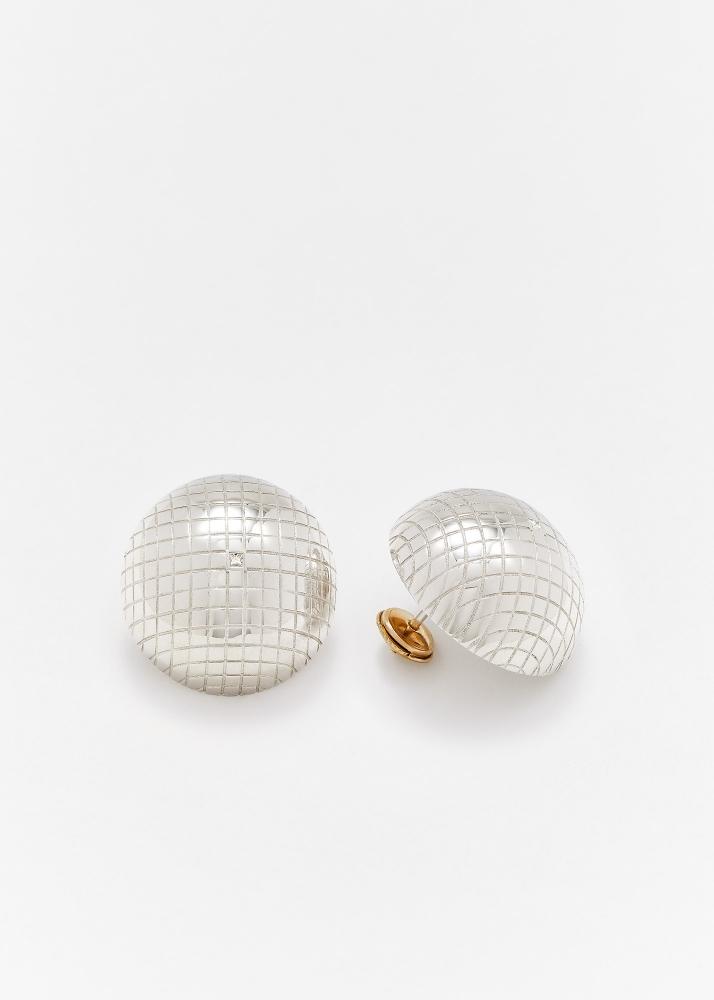 yvonne léon paire de maxi boucles d'oreille boule disco gold or blanc