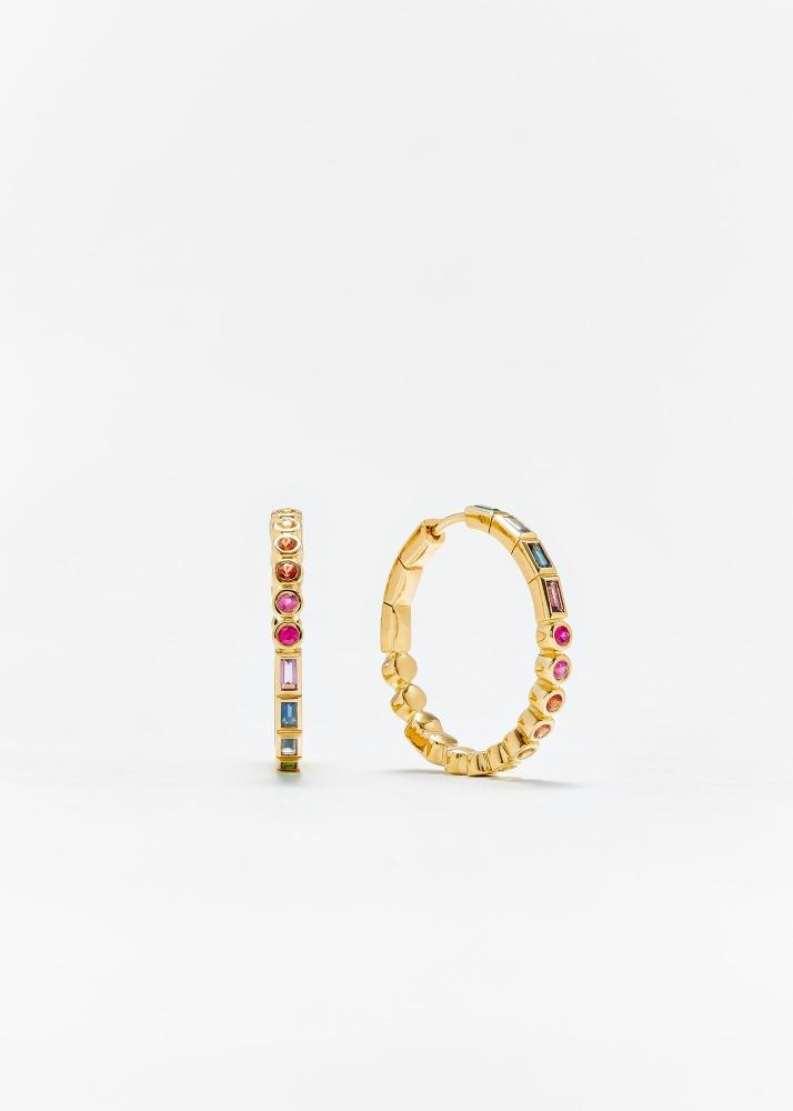 yvonne léon paire de maxi créoles rivière baguettes clos rainbow or jaune