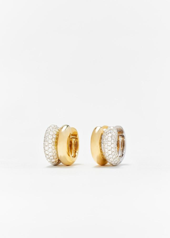 yvonne léon paire de mini créoles bouées diamants 2 ors