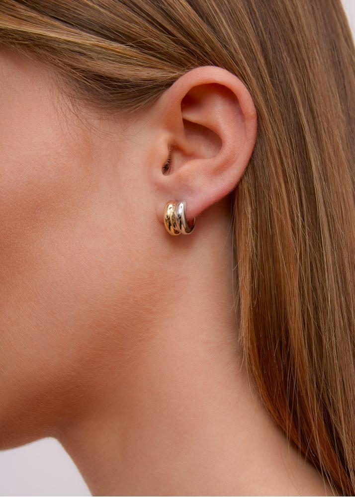 Yvonne Léon Paire De Mini Créoles Bouées Gold 2 Ors