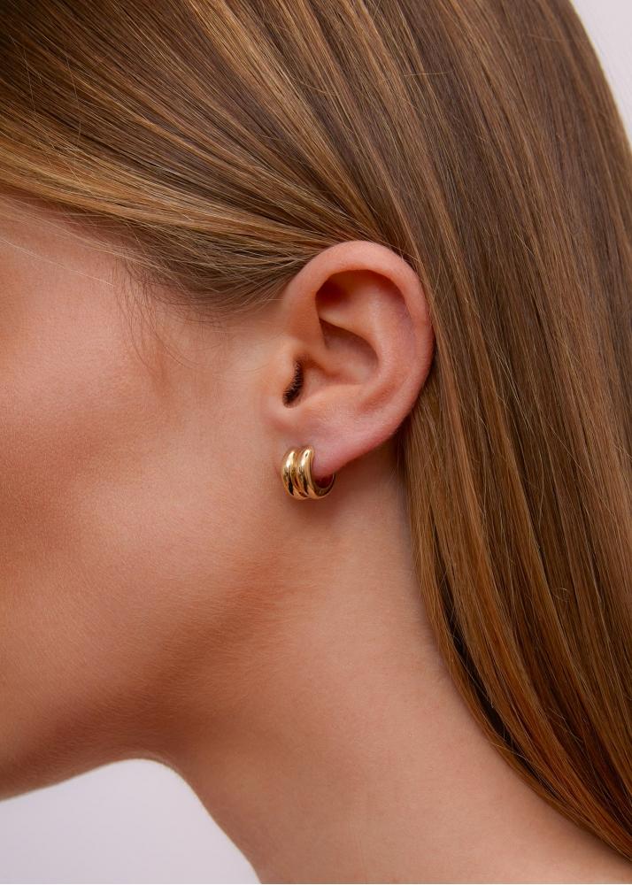 Yvonne Léon Paire De Mini Créoles Bouées Gold Or Jaune