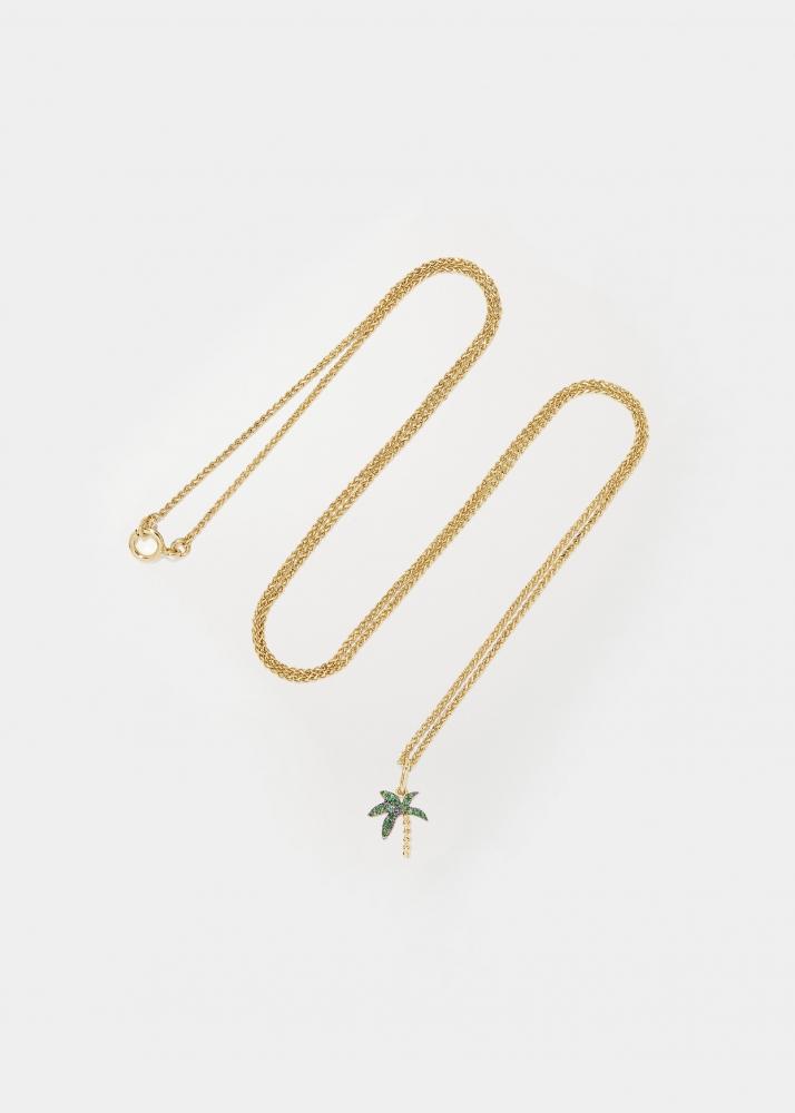 yvonne léon sautoir mini palmier tsavorites or jaune