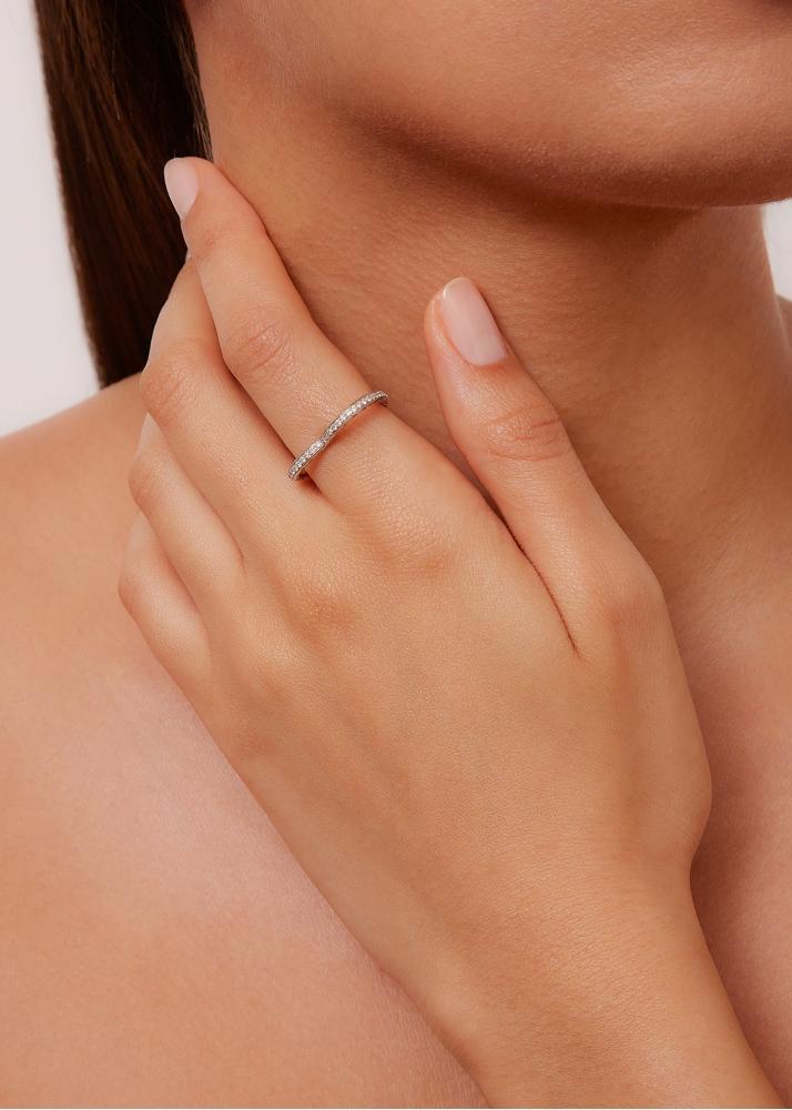 Yvonne Léon Alliance Coeur Diamants Or Blanc