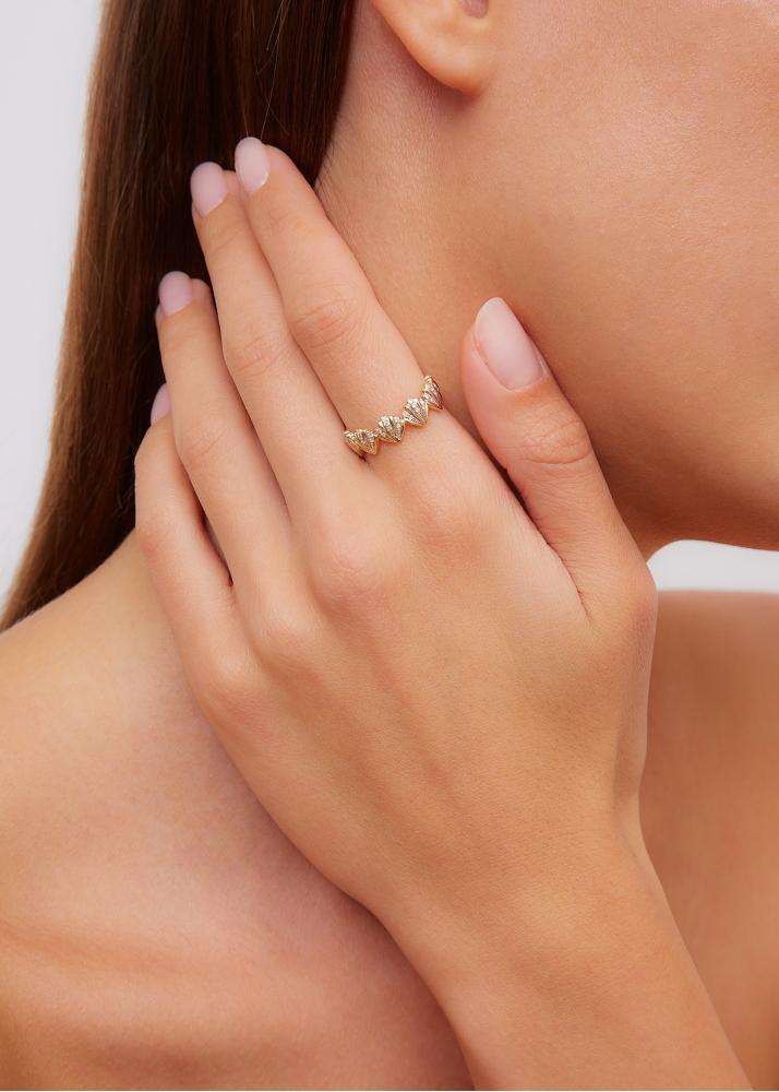 Yvonne Léon Alliance Coquillage Diamants Or Jaune