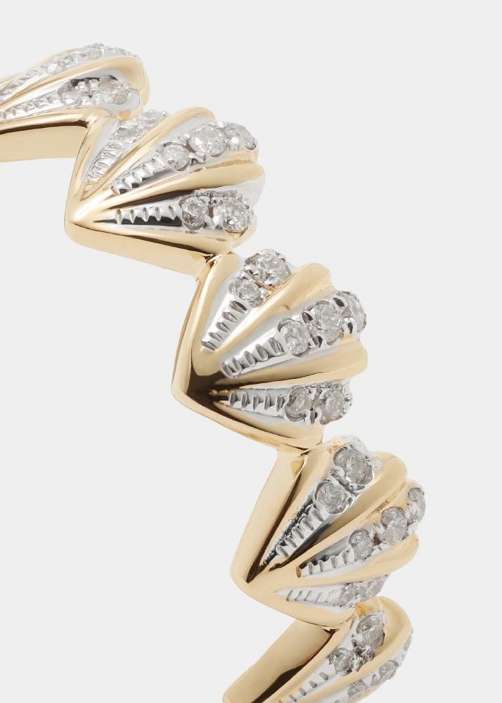 Yvonne Léon Alliance Coquillage Diamants Or Jaune