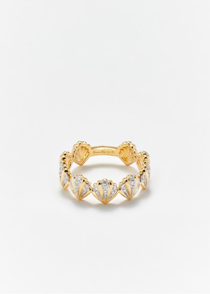 yvonne léon alliance coquillage diamants or jaune
