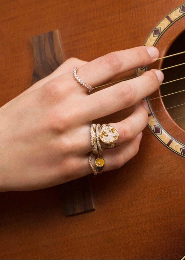 Yvonne Léon Alliance Mini Vague Or Jaune