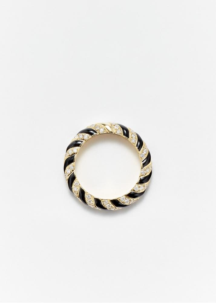 Yvonne Léon Alliance Torsade Email Noir Or Jaune