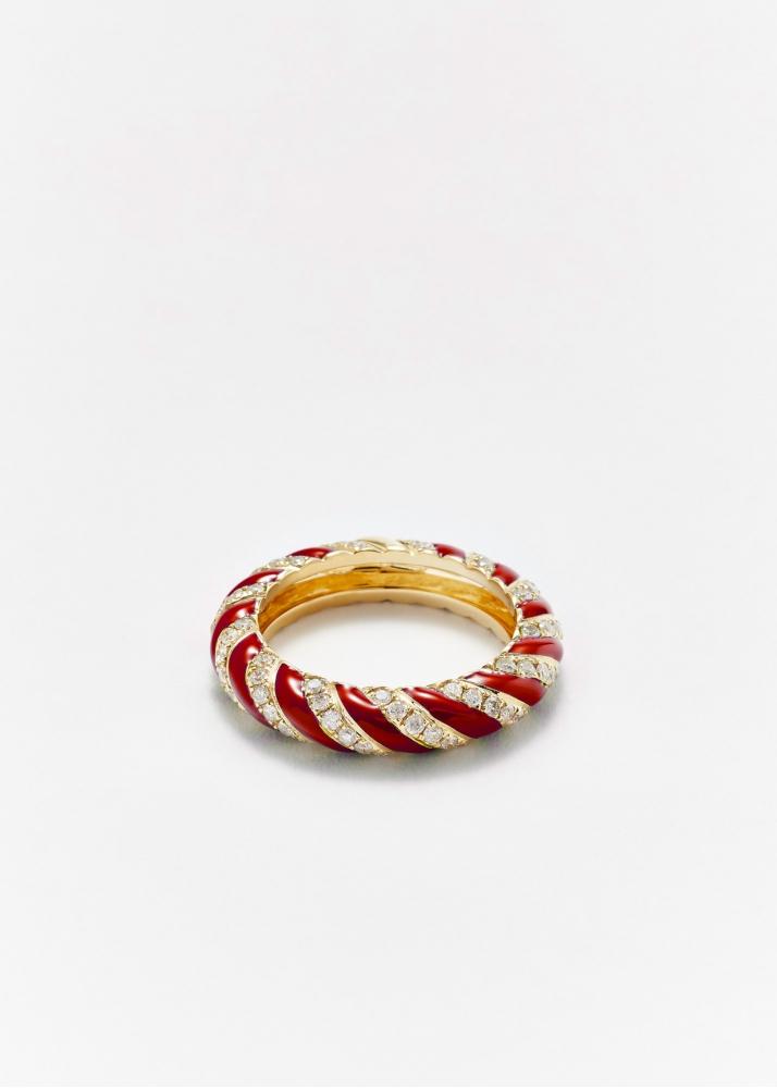 yvonne léon alliance torsade email rouge or jaune