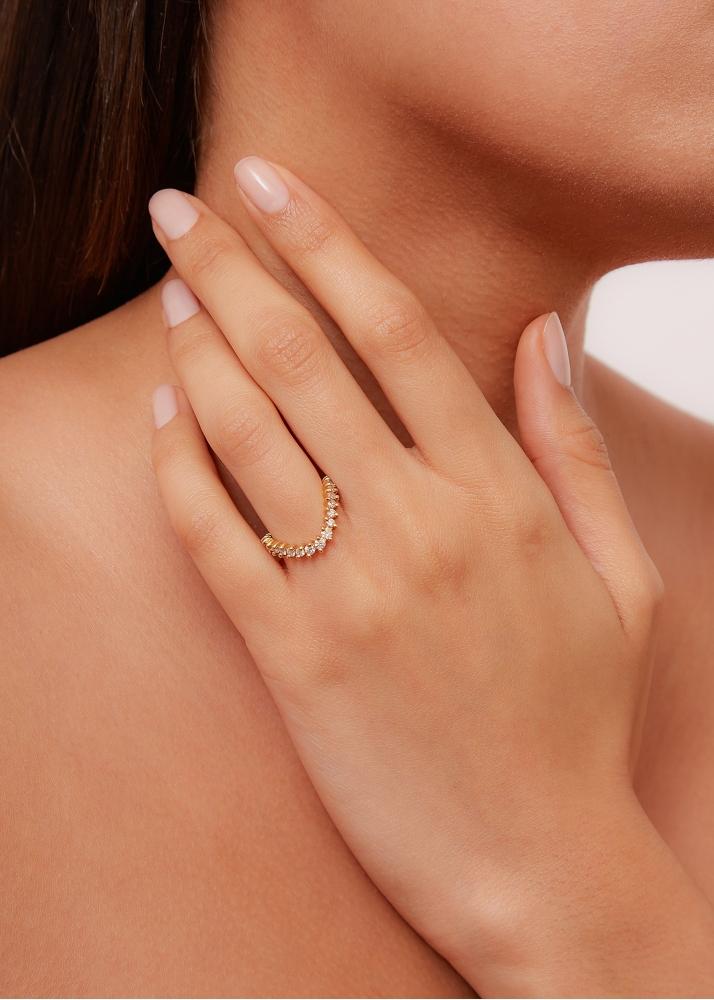 Yvonne Léon Alliance Vague Diamants Or Jaune