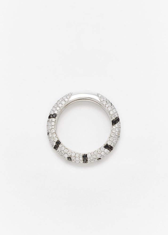 Yvonne Léon Alliance Zèbre Diamants Or Blanc
