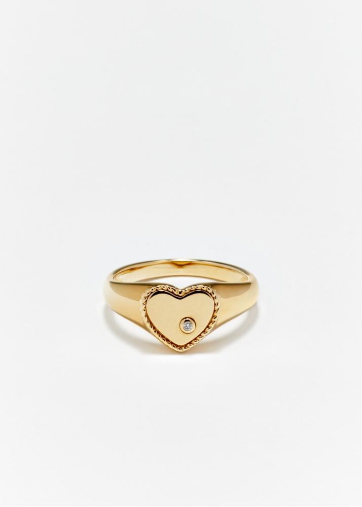 yvonne léon baby chevalière coeur or jaune