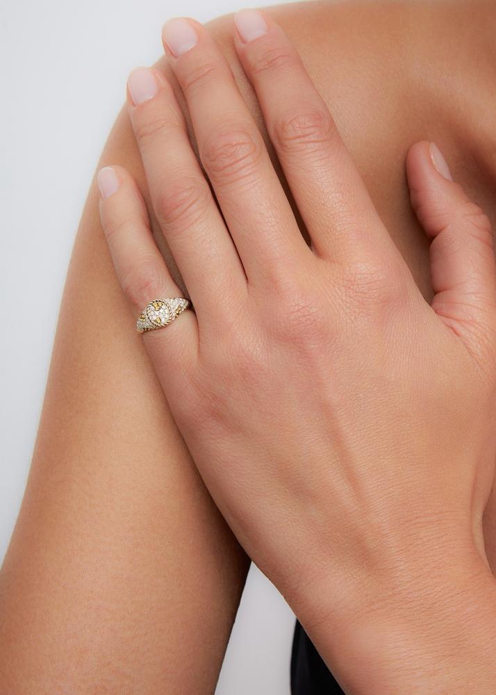 Yvonne Léon Baby Chevalière Ovale Léopard Or Jaune