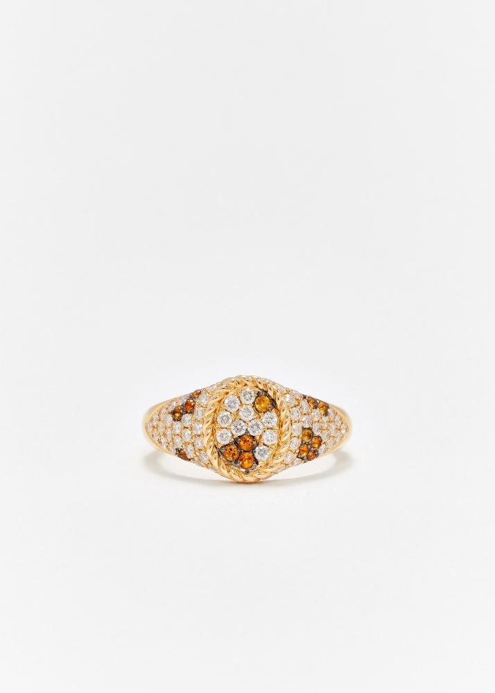 yvonne léon baby chevalière ovale léopard or jaune