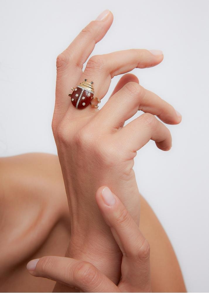 Yvonne Léon Bague Coccinelle Or Jaune