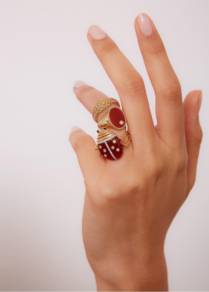 Yvonne Léon Bague Coccinelle Or Jaune