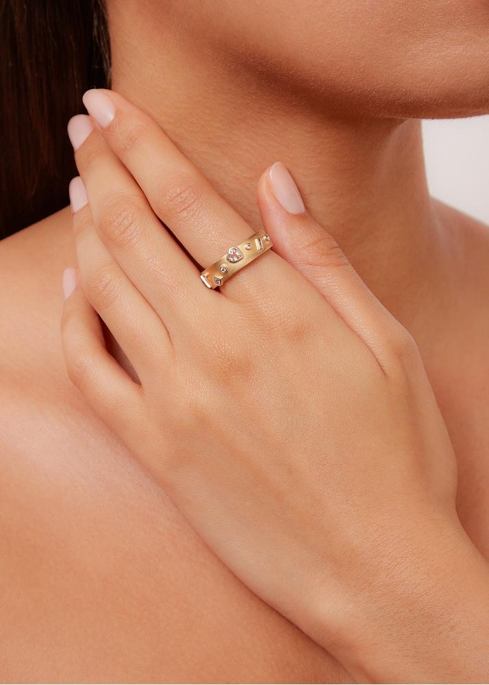 Yvonne Léon Bague Confettis Or Jaune