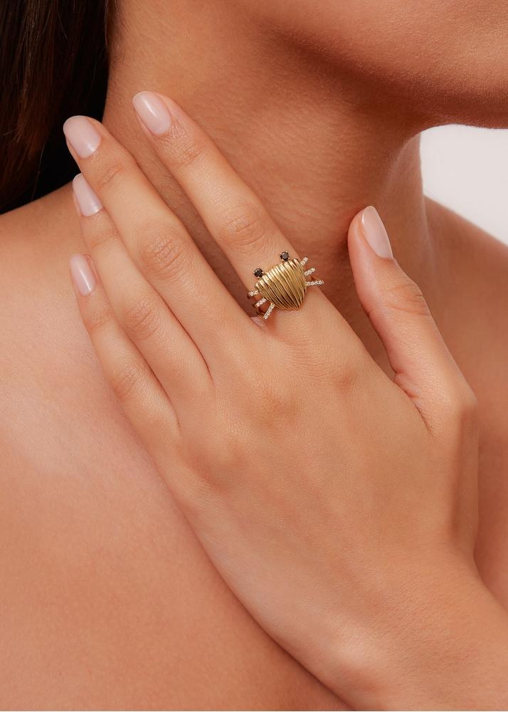 Yvonne Léon Bague Crabe Coquillage Or Jaune