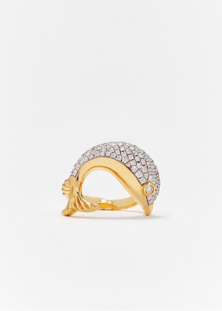 yvonne léon bague dauphin diamants or jaune