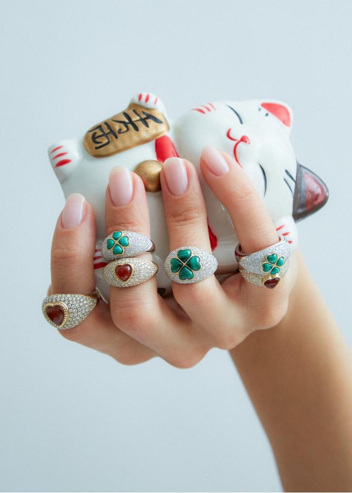 Yvonne Léon Bague Dôme Coeur Or Jaune