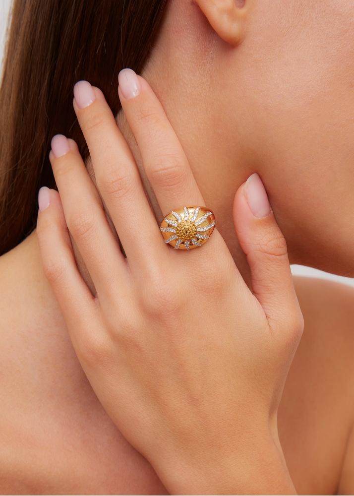 Yvonne Léon Bague Dôme Soleil Or Jaune