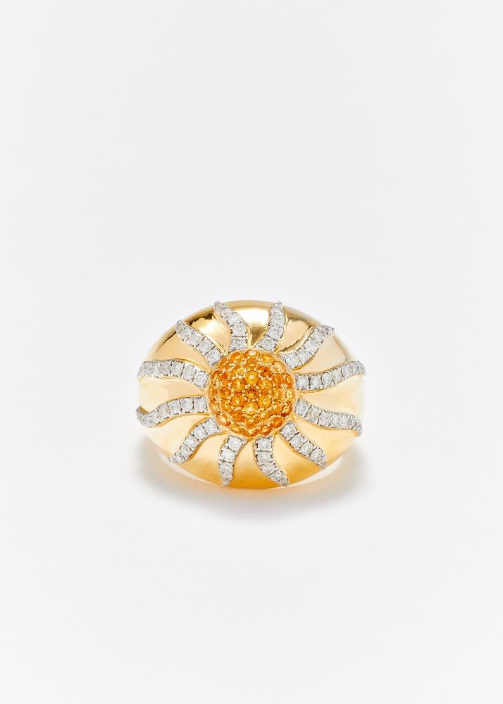 yvonne léon bague dôme soleil or jaune