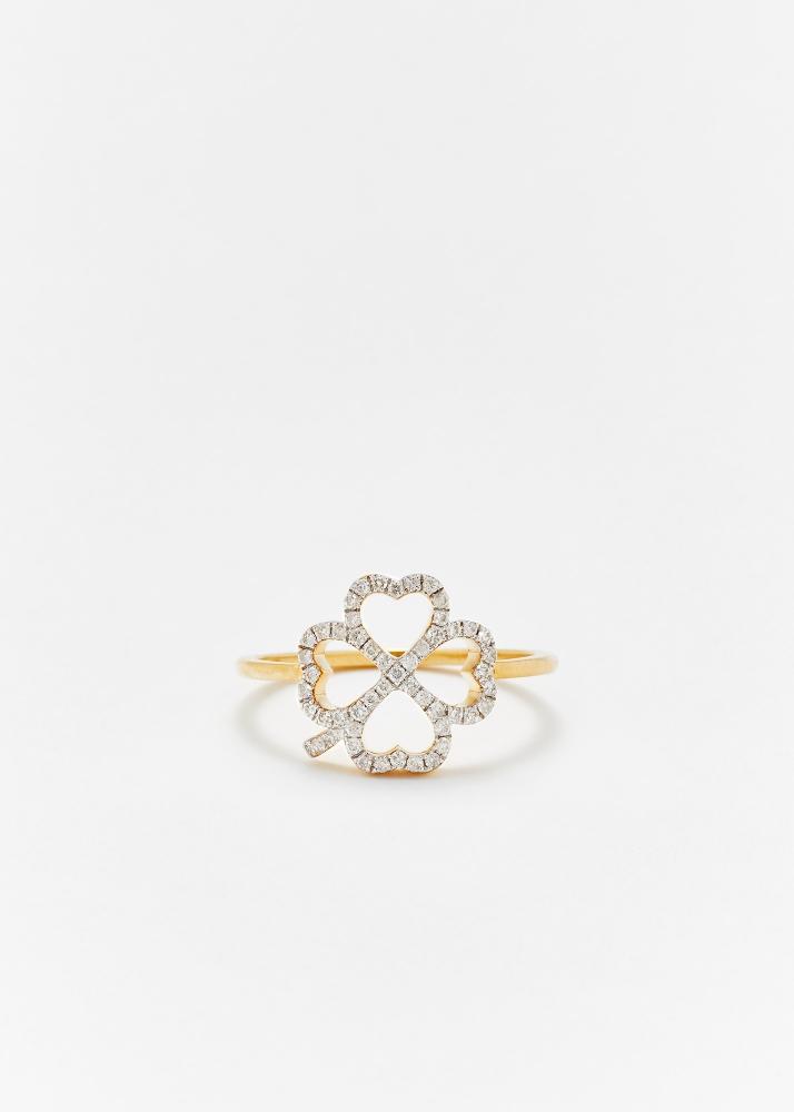 yvonne léon bague fil trèfle diamants or jaune