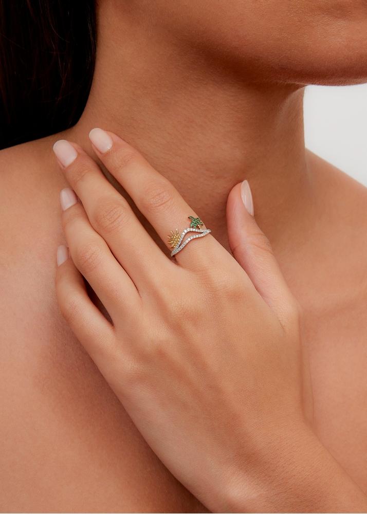 Yvonne Léon Bague La Plage Or Jaune