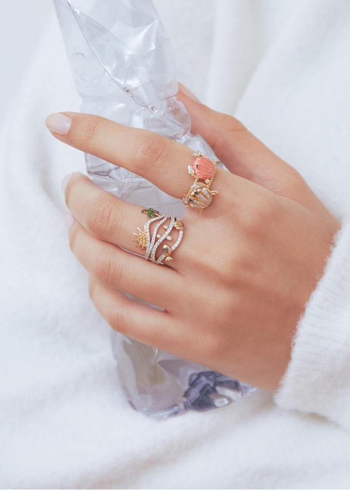 Yvonne Léon Bague La Plage Or Jaune