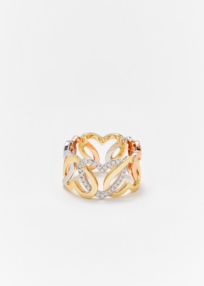 yvonne léon bague maille cœur 3 ors