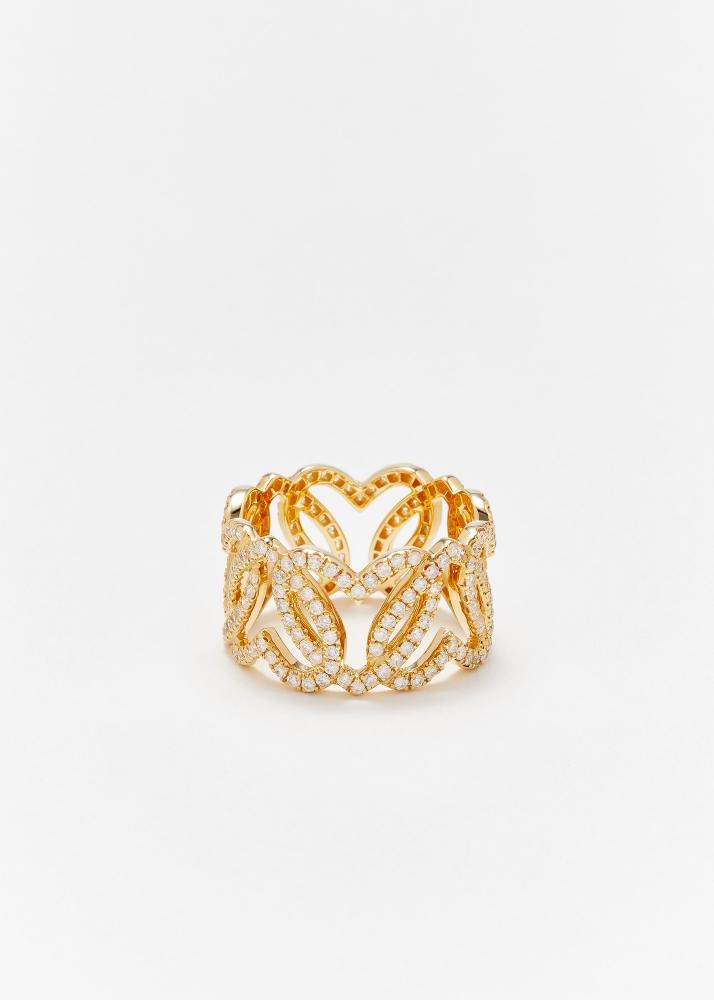 yvonne léon bague maille cœur diamants or jaune