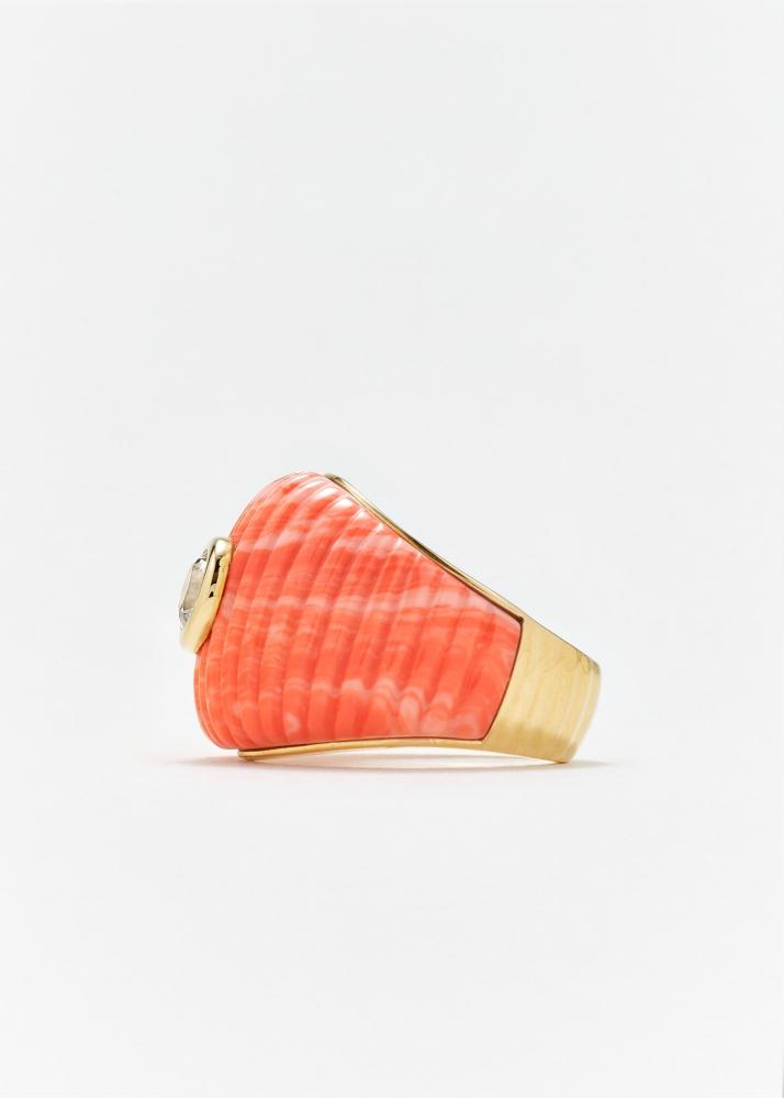 Yvonne Léon Bague Maxi Berlingot Corail Or Jaune