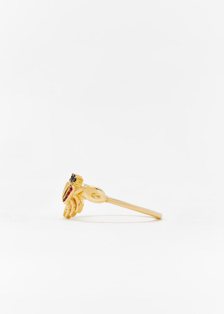 Yvonne Léon Bague Mini Crabe Rubis Or Jaune