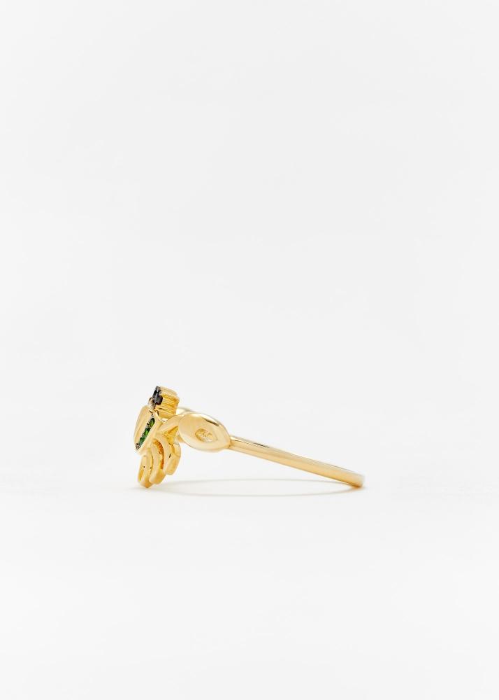 Yvonne Léon Bague Mini Crabe Tsavorites Or Jaune