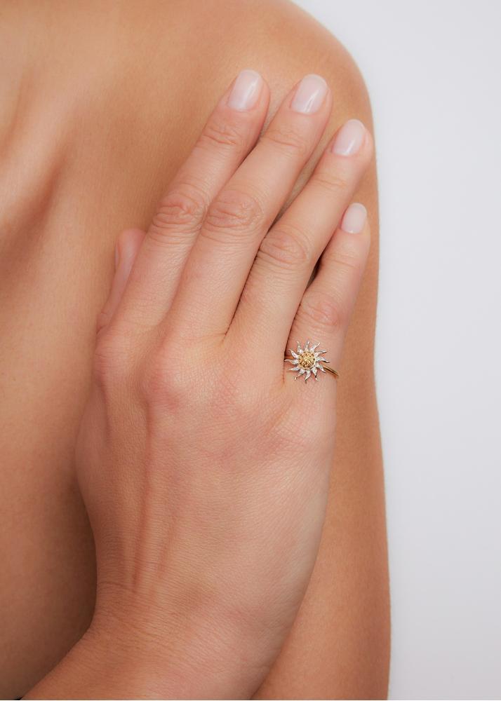 Yvonne Léon Bague Mini Soleil Or Jaune