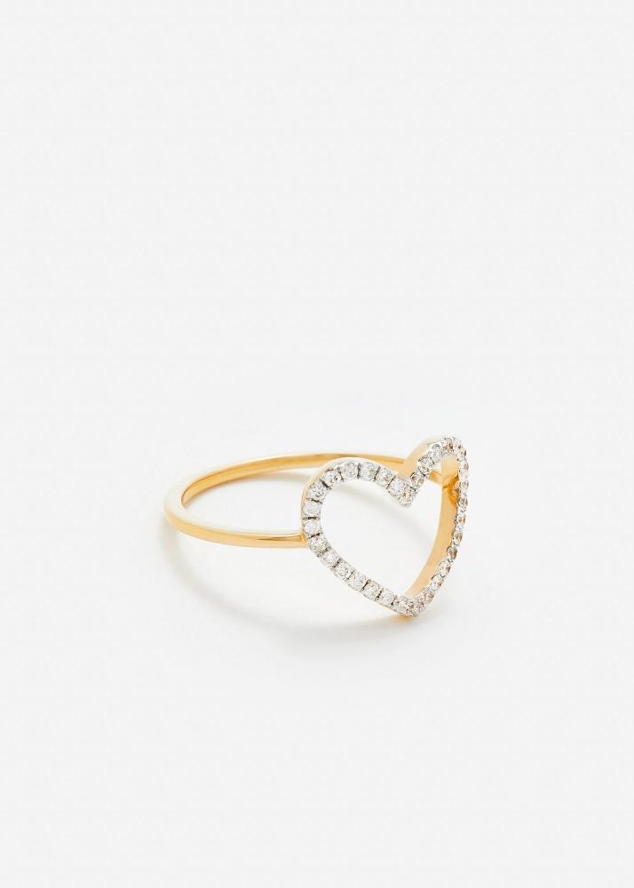 Yvonne Léon Bague Petit Coeur Diamants Or Jaune