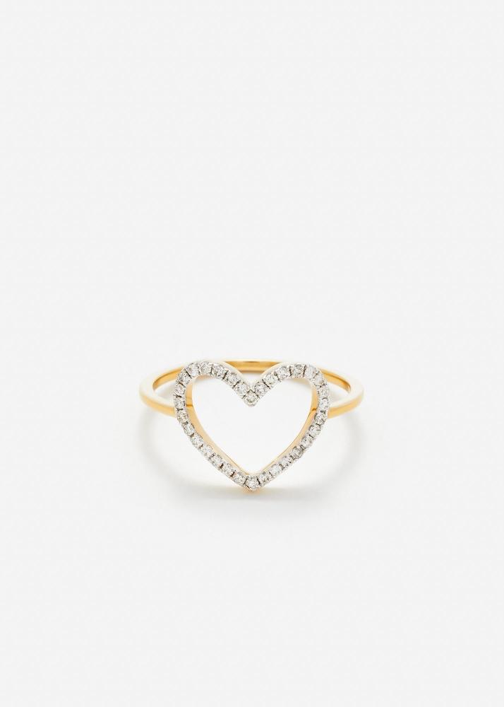 yvonne léon bague petit coeur diamants or jaune